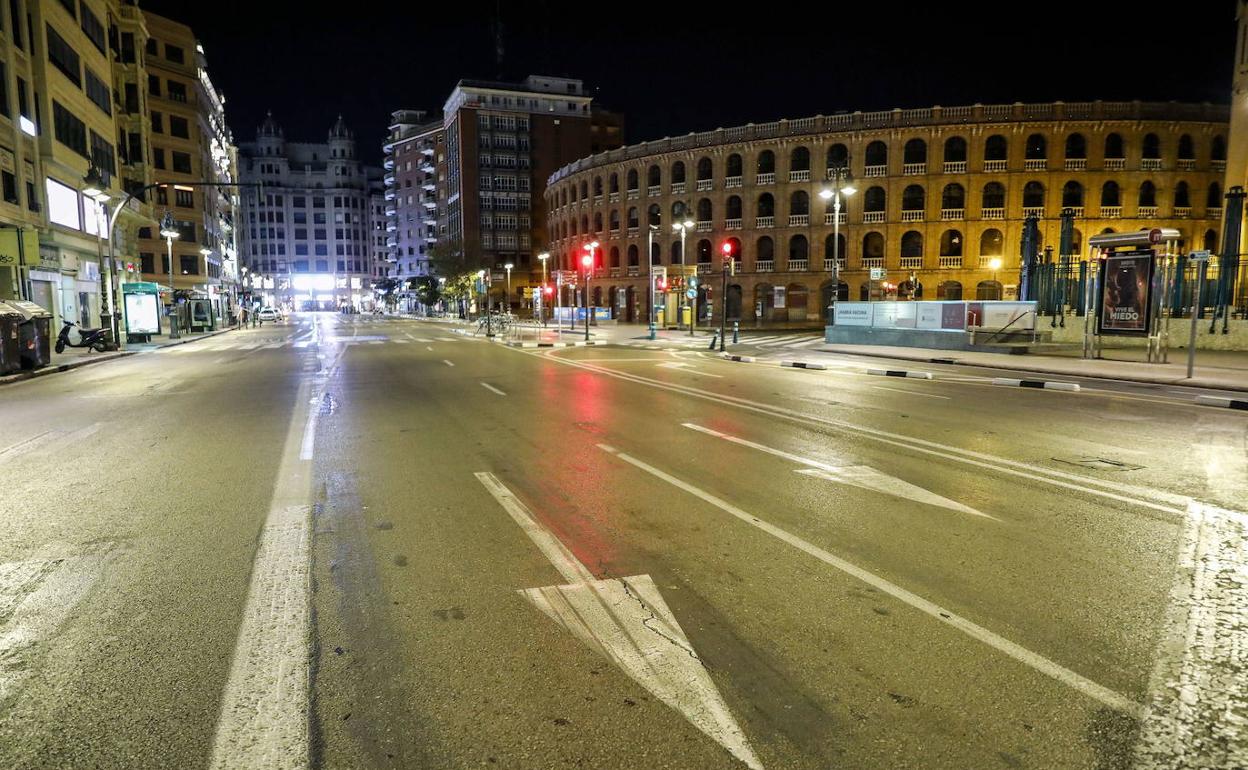 Valencia, durante el toque de queda. 