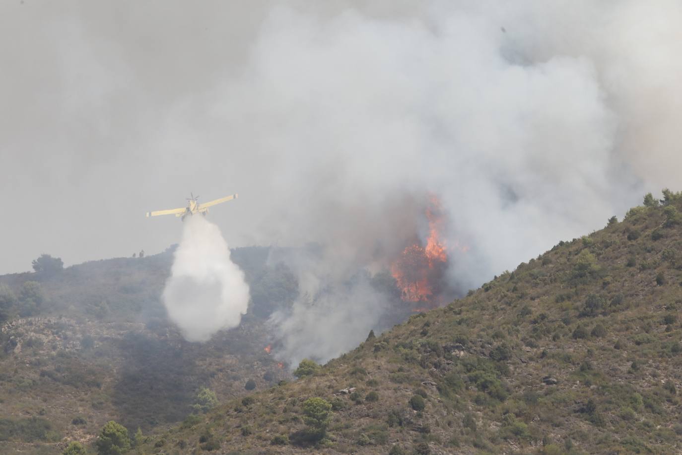 Un incendio afecta a la localidad castellonense de Azuébar desde última hora de la tare del sábado. Los efectivos trabajan para sofocar las llamas y los vecinos del municipio han sido desalojados por precaución.