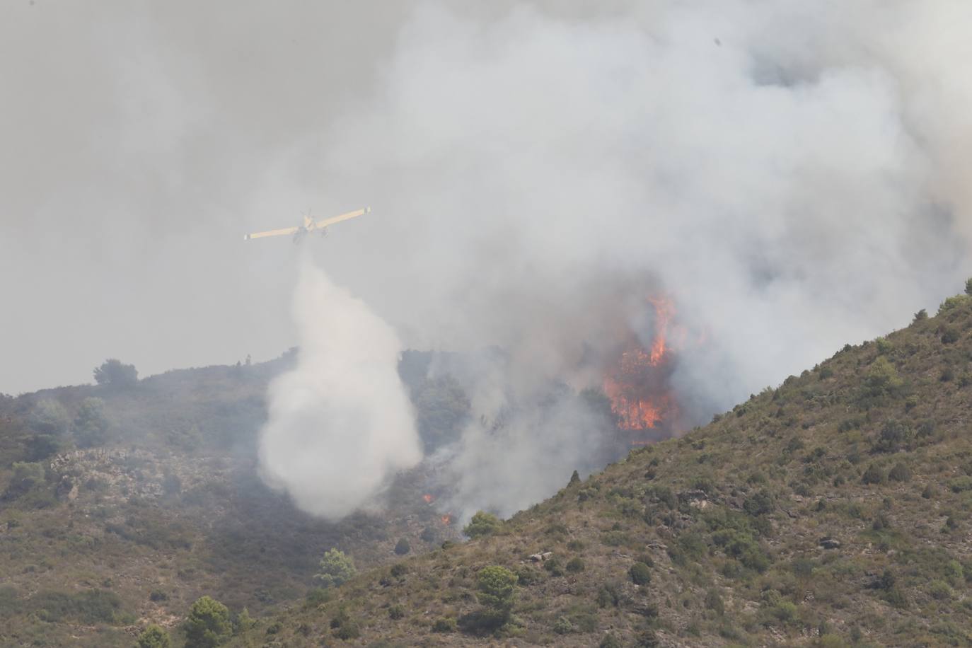 Un incendio afecta a la localidad castellonense de Azuébar desde última hora de la tare del sábado. Los efectivos trabajan para sofocar las llamas y los vecinos del municipio han sido desalojados por precaución.