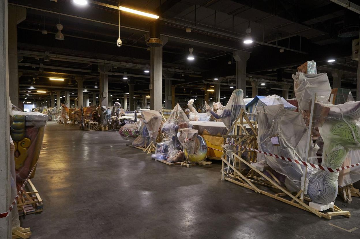 Ninots almacenados en Feria Valencia de las Fallas suspendidas en marzo de 2020. iván arlandis