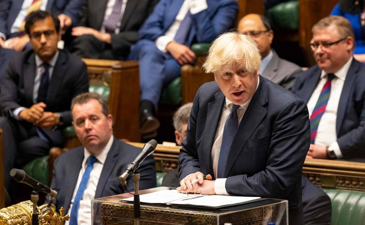 Boris Johnson, la semana pasada en una intervención en el Parlamento británico sobre Afganistán.