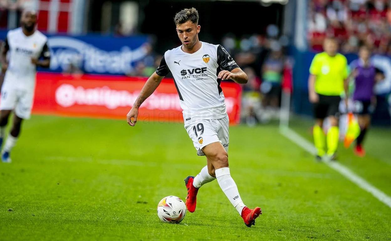 Hugo Duro durante el encuentro ante Osasuna