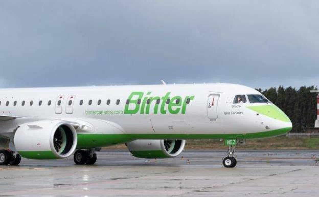 Un avión de la compañía Binter Canarias. 