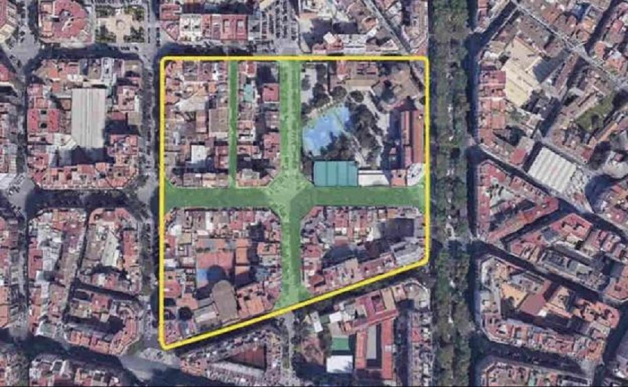 Zona de Valencia en la que se creará la primera supermanzana de la ciudad.