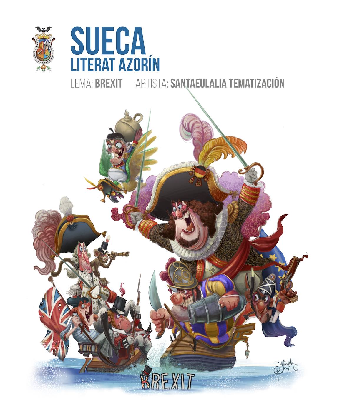 Falla Sueca-Literato Azorín. Artista: Santaeulalia Tematizaciones. Presupuesto: 202.000 euros