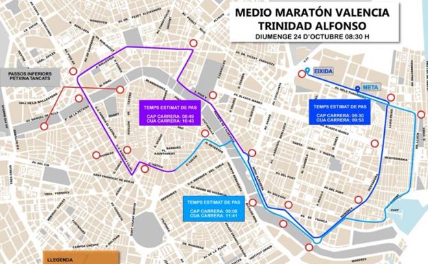 Calles cortadas en Valencia por el Medio Maratón de 2021