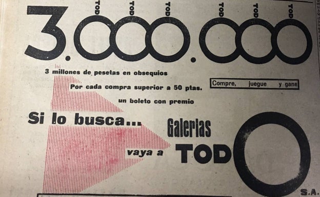 Inserción publicitaria de una campaña de regalos de 1962. 