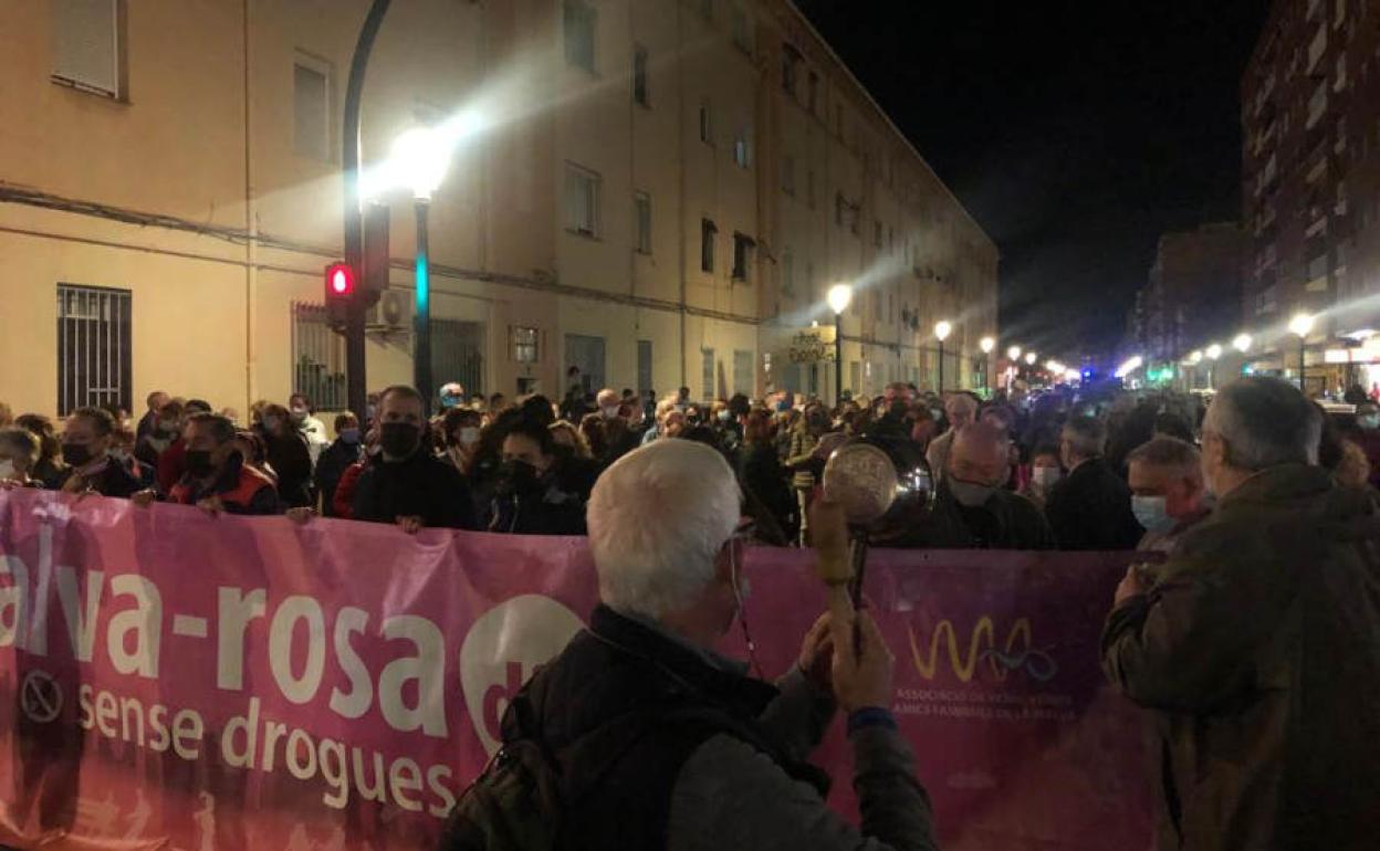 Protesta en la Malvarrosa.