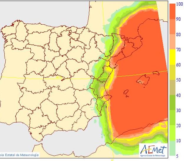 Probabilidad de lluvias el miércoles 10 de noviembre. 