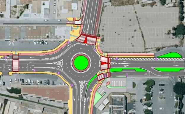 Plano de la rotonda que suprimirá el actual cruce