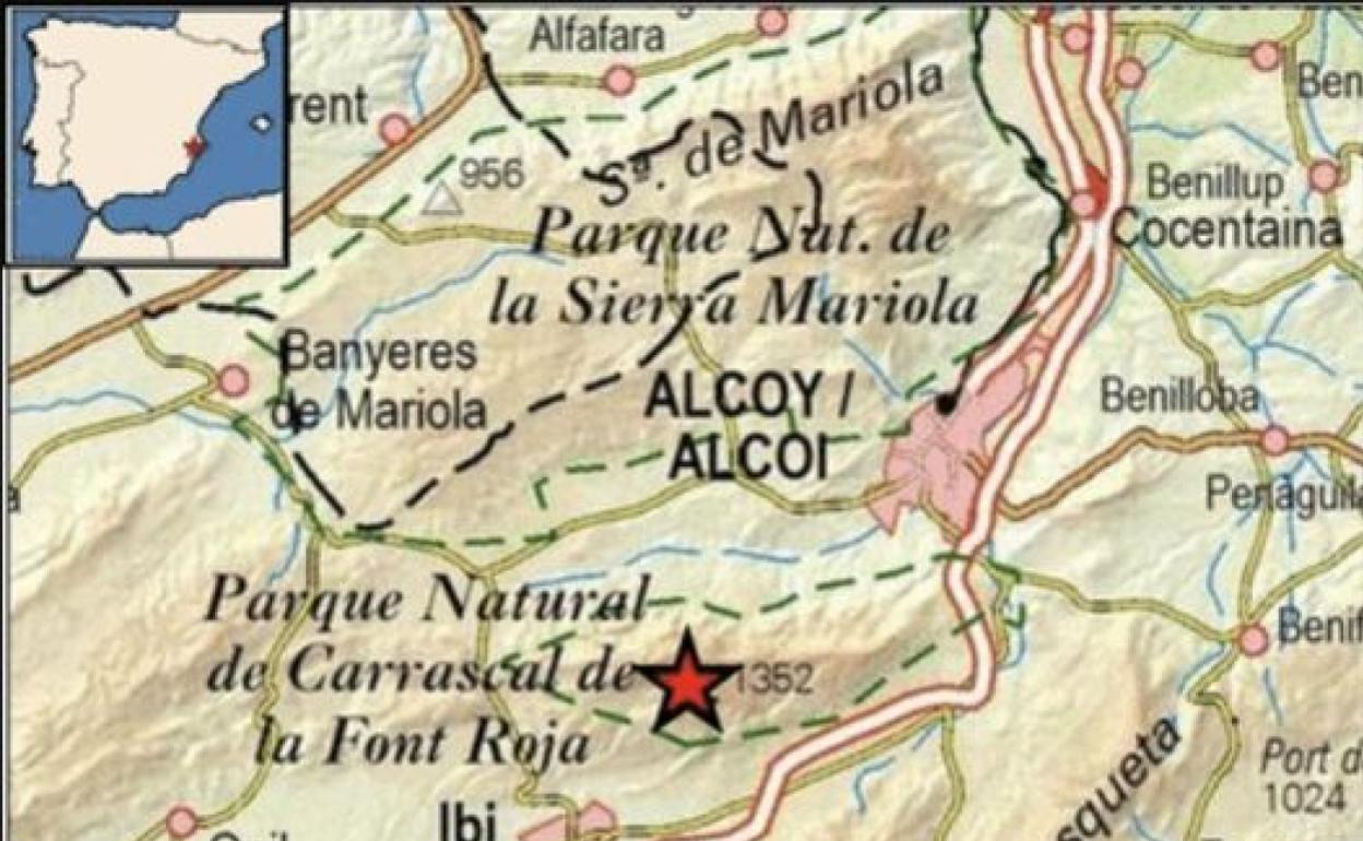 Área donde se ha producido el temblor. 