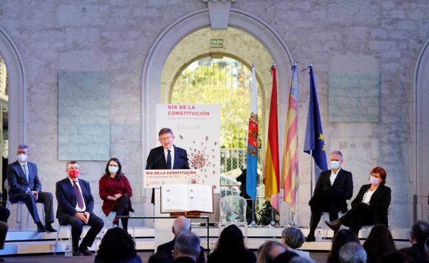 El presidente de la Generalitat, Ximo Puig, en el cierre del acto. 