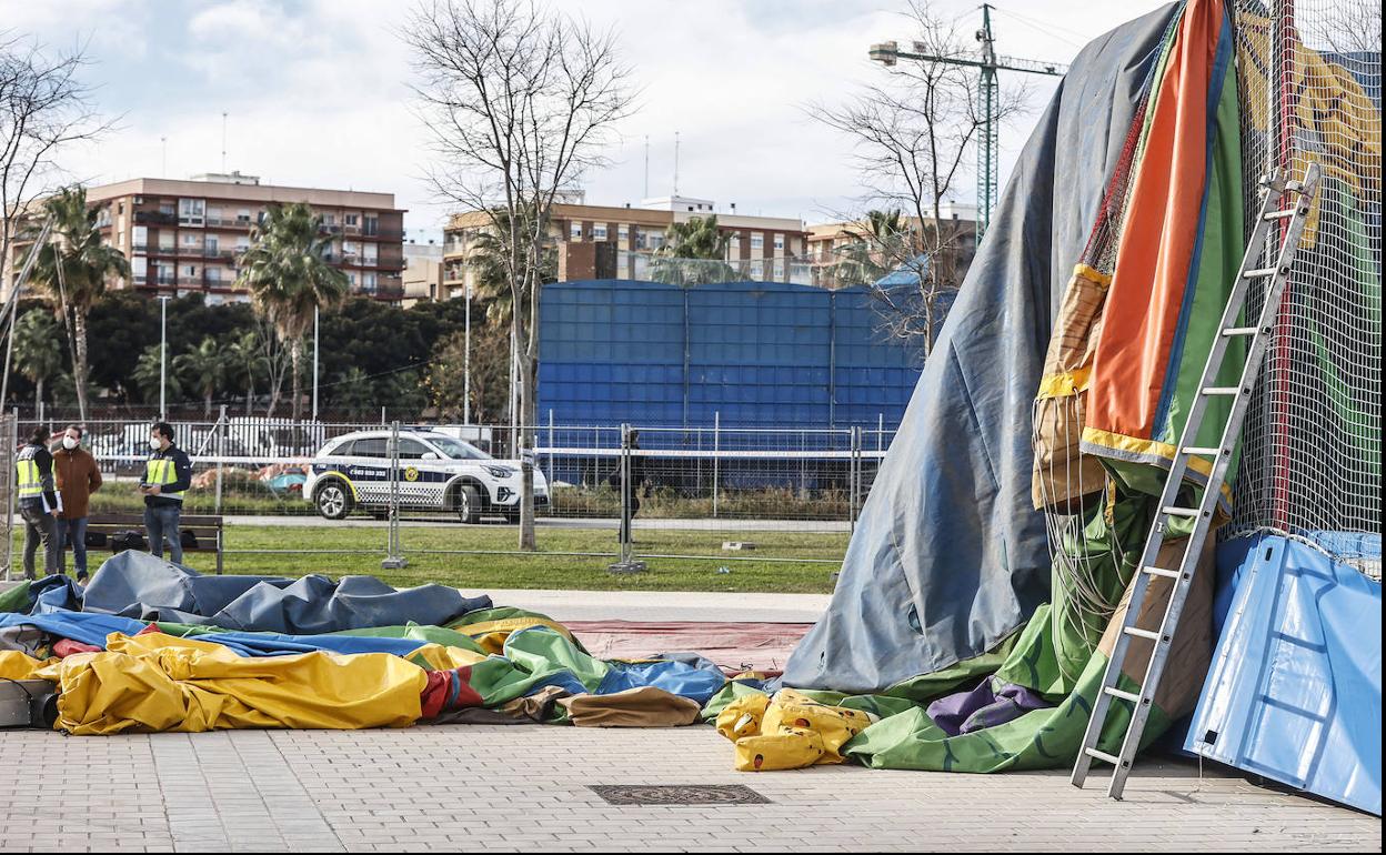 El castillo hinchable de Mislata en el que ocurrió el accidente.