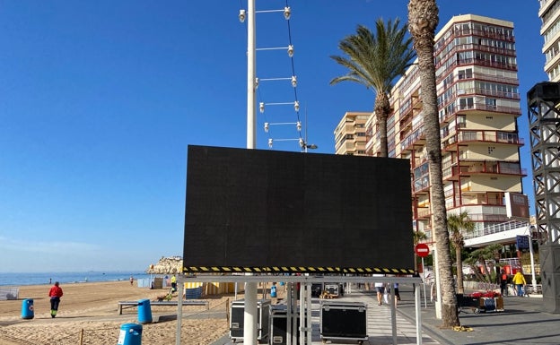 Imagen principal - Las primeras pantalla, el pincho del Benidorm Fest y Rigoberta Bandini saludando a sus fans 