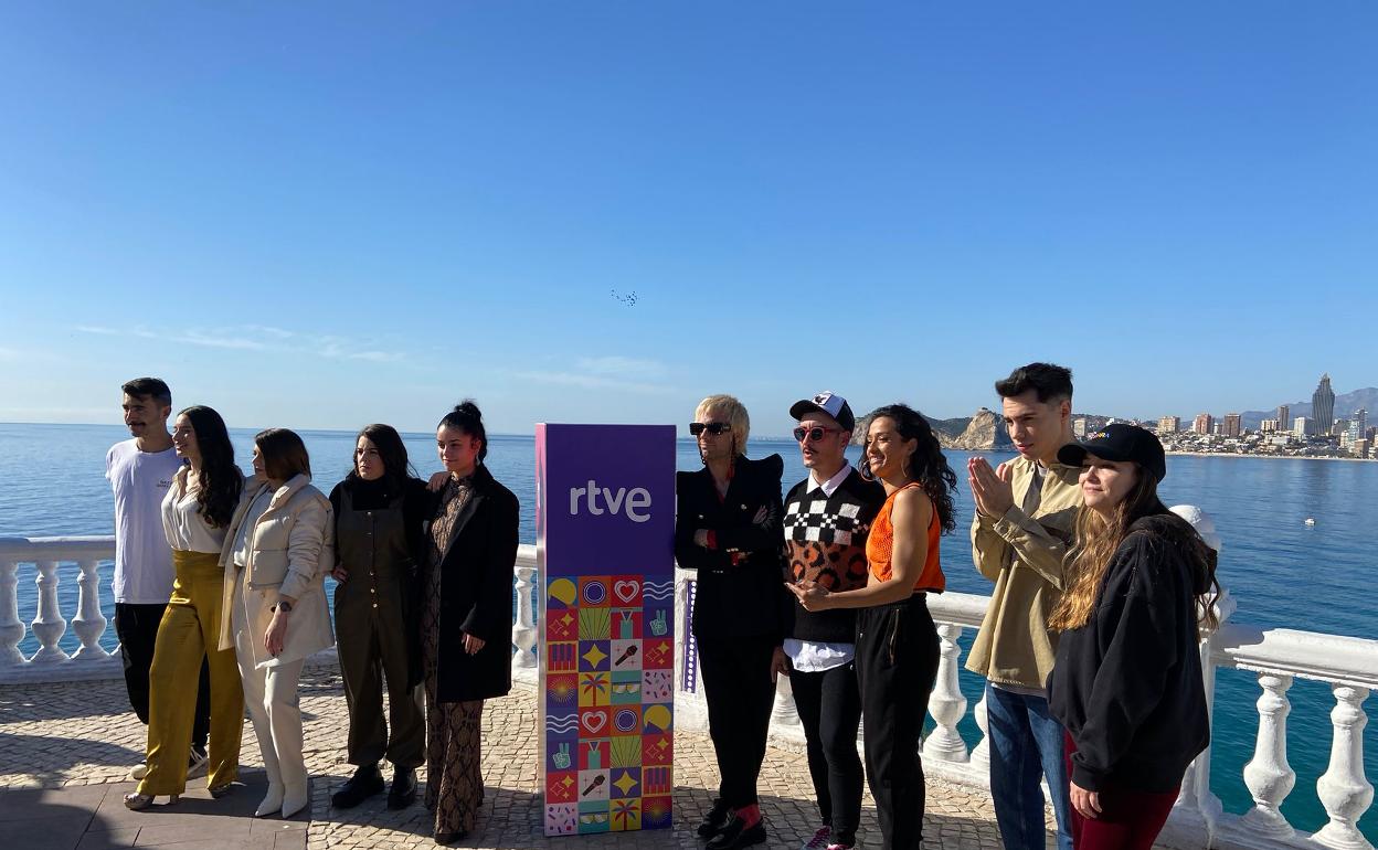 Los finalistas del Benidorm Fest, esta viernes en el Mirador de la ciudad