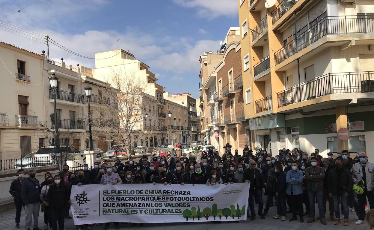 Concentración de esta mañana en Chiva. 