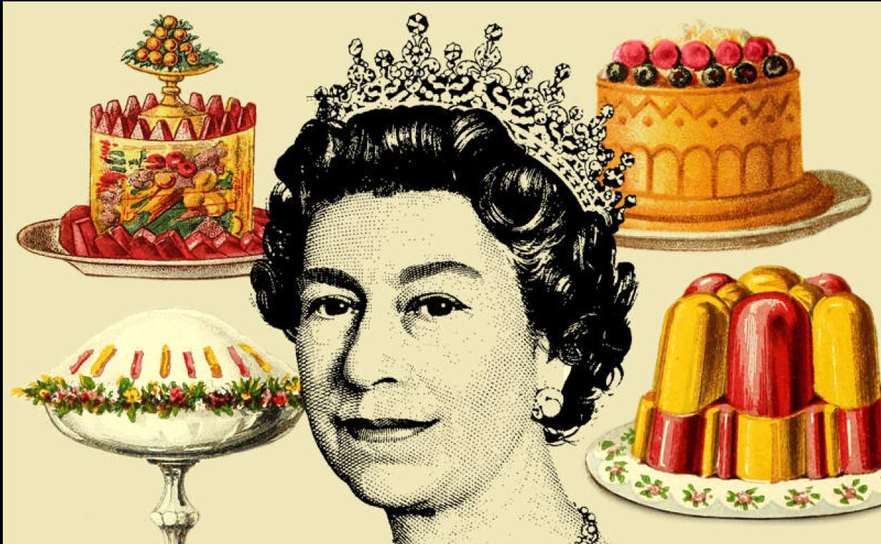 Collage culinario con motivo del septuagésimo aniversario de la reina Isabel II