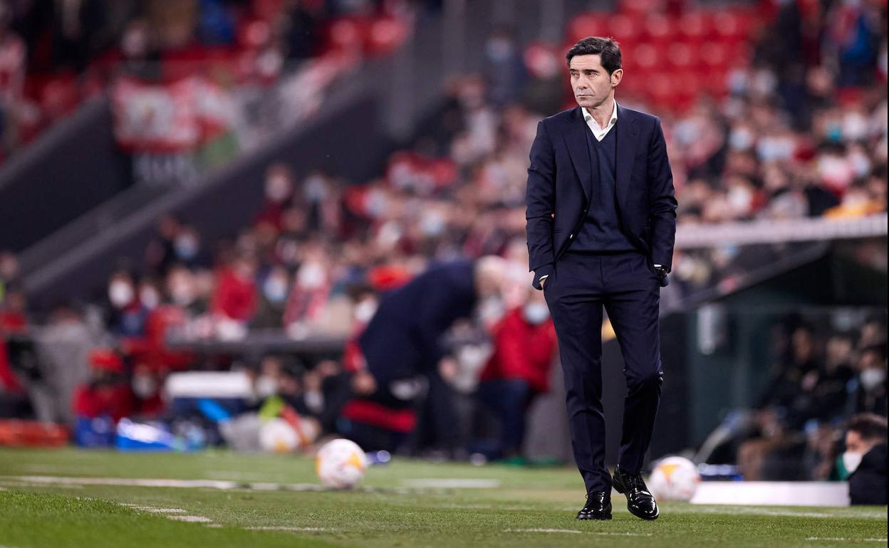 Marcelino, durante el partido entre el Athletic y el Espanyol.