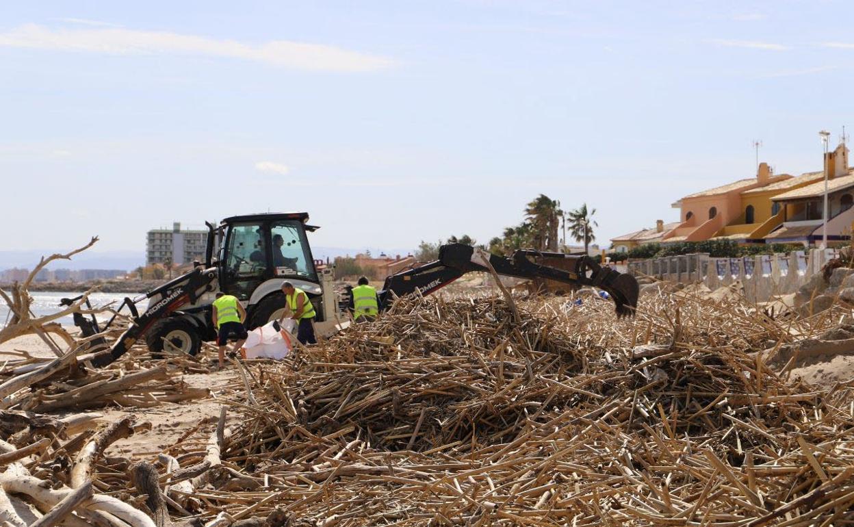 Residuos en una de las playas de Cullera. 