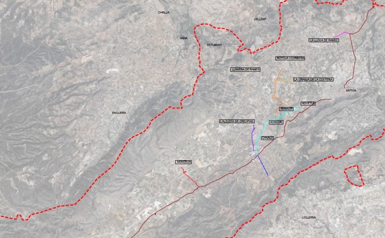 Plano con las rutas que se señalizarán para impulsar la Vía Augusta. 