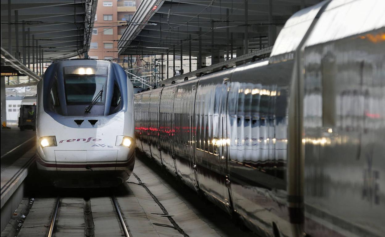 Varios trenes de Renfe.