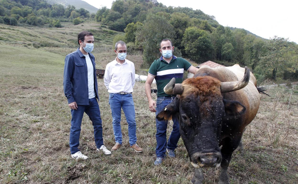 El ministro de Consumo Alberto Garzón de visita en una explotación ganadera.