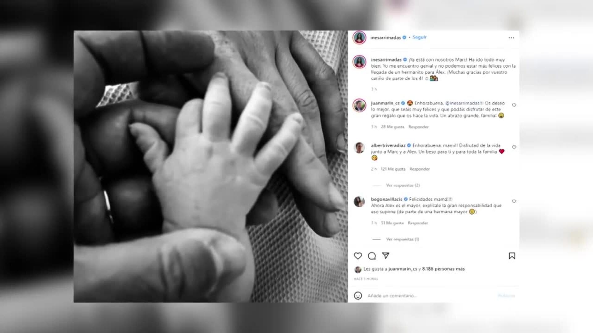 Inés Arrimadas le da la bienvenida a su segundo hijo, Marc