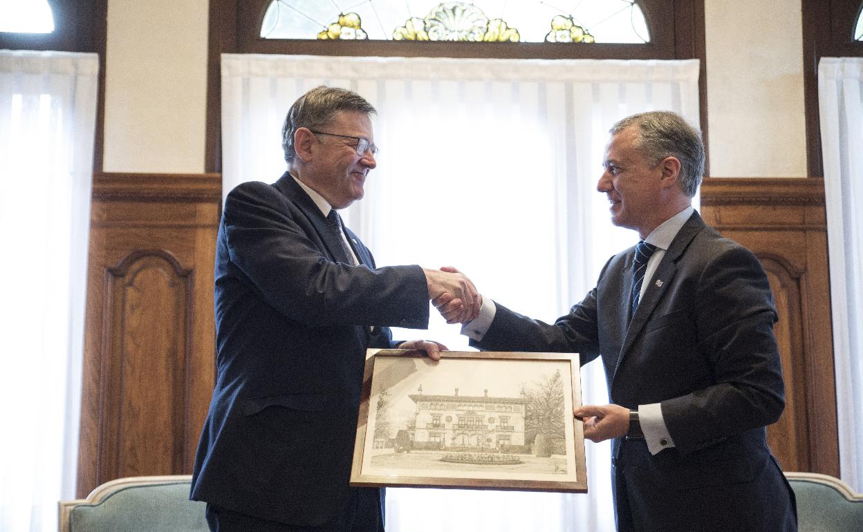 Reunión entre Ximo Puig e Íñigo Urkullu, en 2017, en Ajuria Enea. 