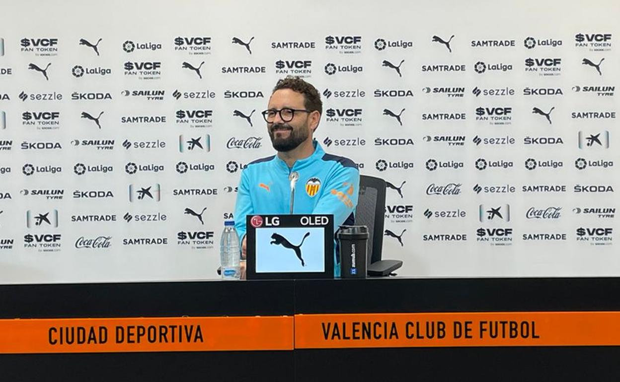 Bordalás, durante la rueda de prensa previa al encuentro frente al Getafe. 