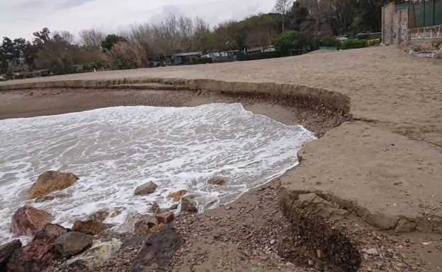 Erosión de las playas de Sagunto como consecuencia del temporal de lluvia y viento. 