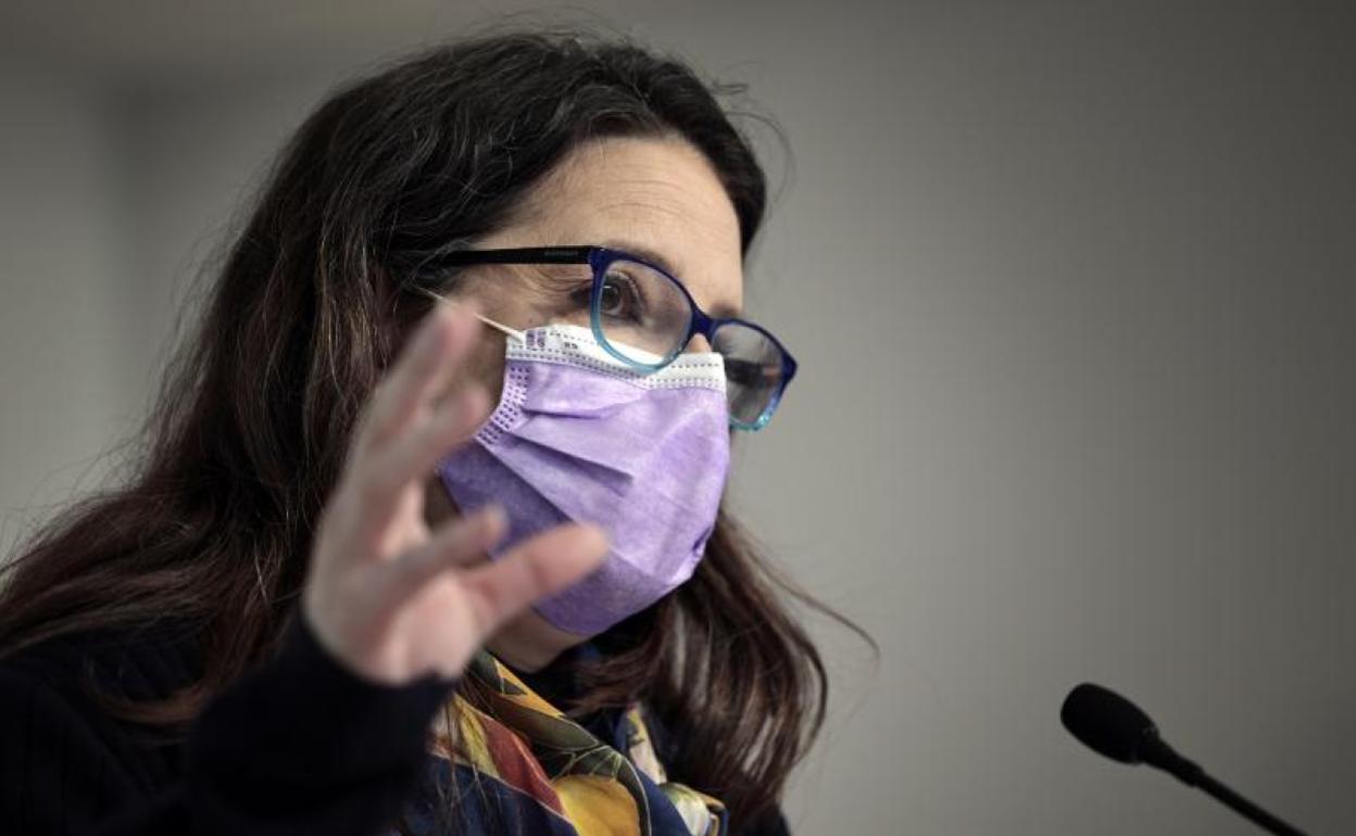 La vicepresidenta Oltra, durante la comparecencia tras el pleno del Consell.