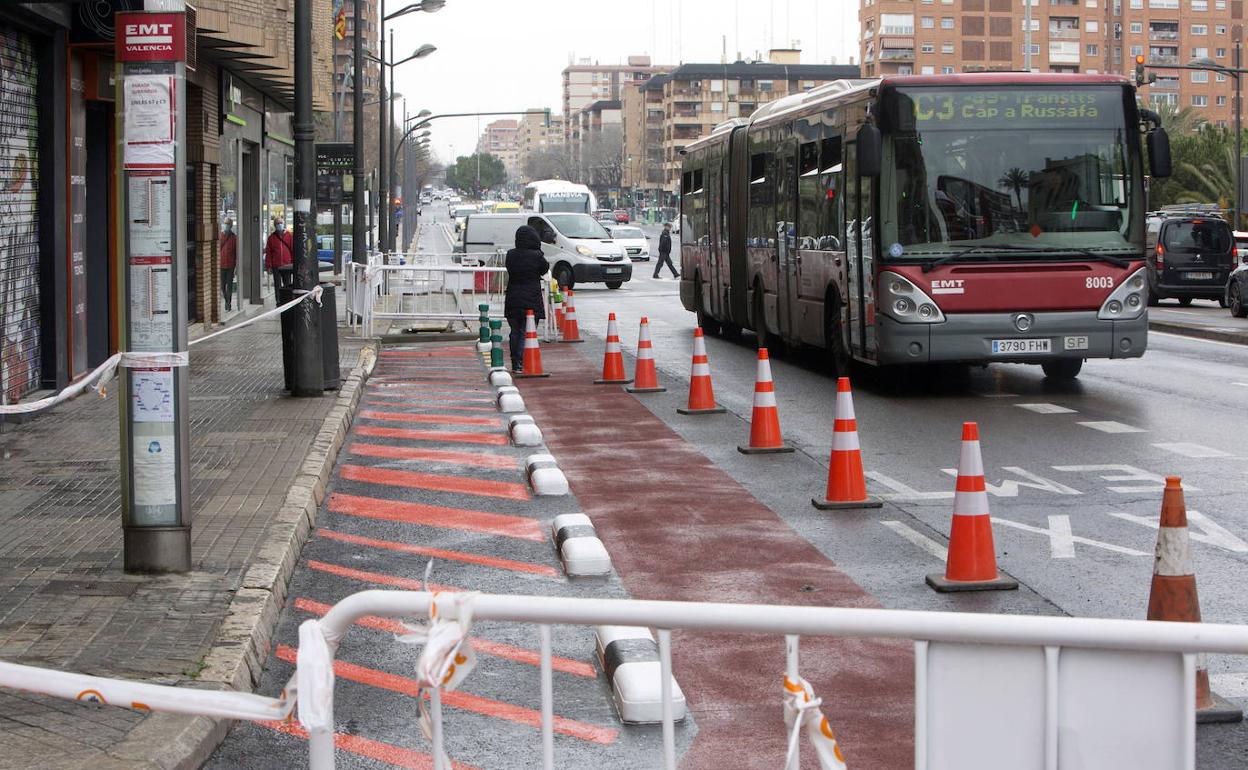 Tramo en obras de la reforma de Pérez Galdós. 