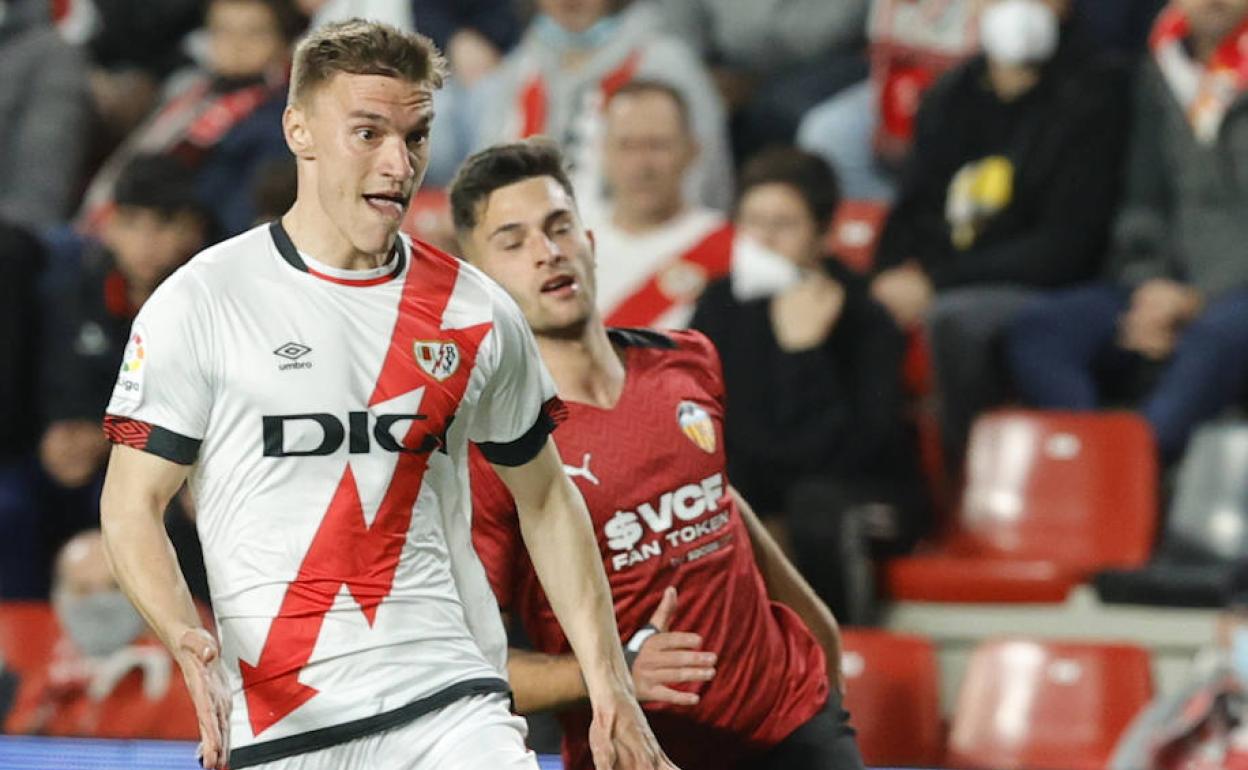 Hugo Duro, durante el partido ante el Rayo Vallecano