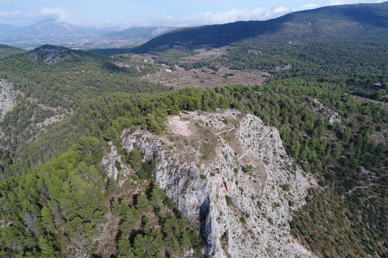 Vista aérea del poblado íbero del Puig. 