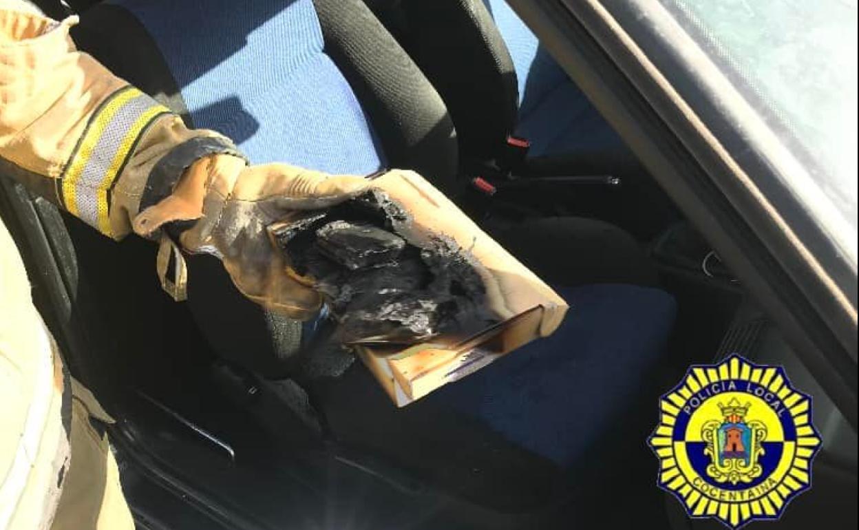 Estado de la batería tras la intervención de los bomberos. 