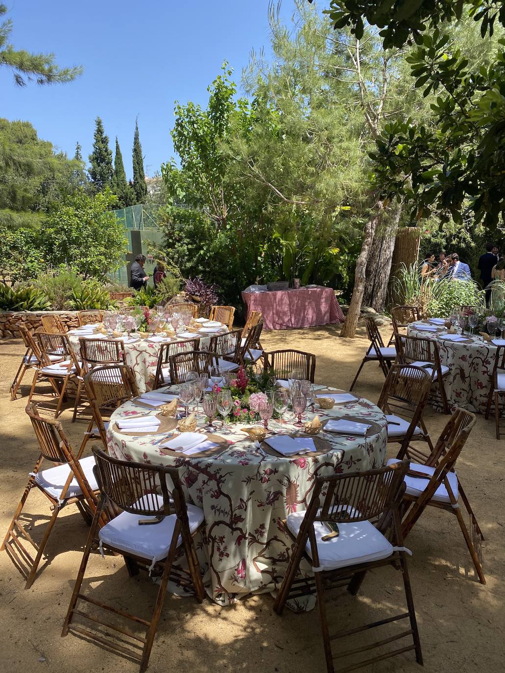 Decoración de las mesas en la finca La Mezquida, en Xàbia, donde celebraron el enlace.