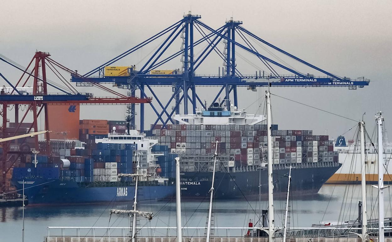 Dos portacontenedores en el puerto de Valencia. 