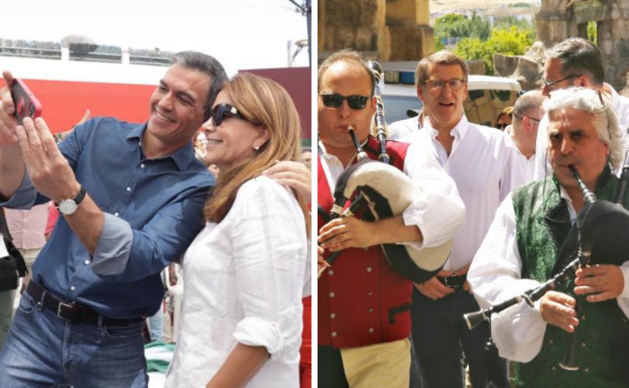 1. Sánchez se fotografía junto a una simpatizante socialista en Málaga. 2. Feijóo, recibido por gaiteros en Córdoba. 