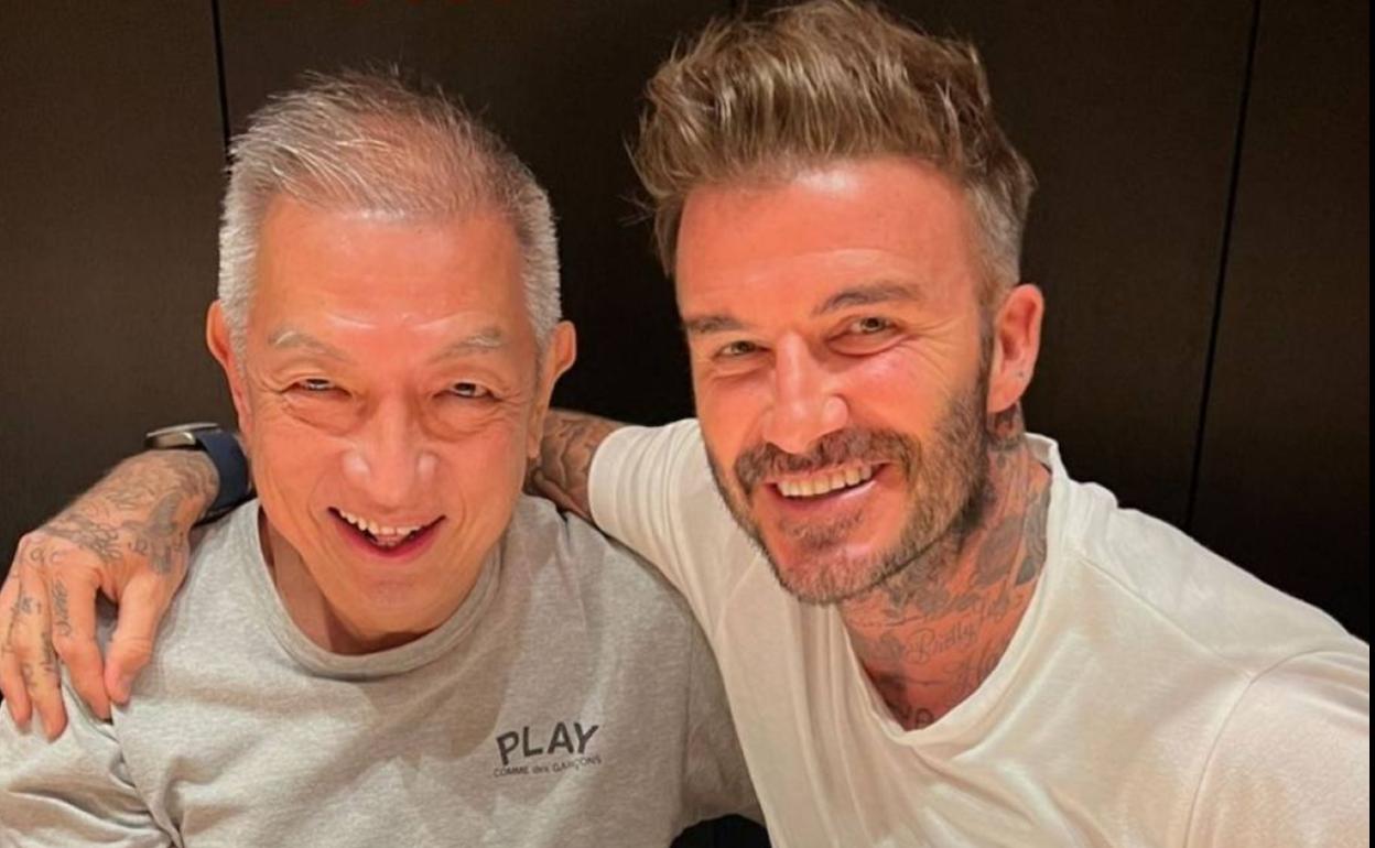 Peter LIm y David Beckham, en un restaurante de Singapur celebrado el día del padre. 
