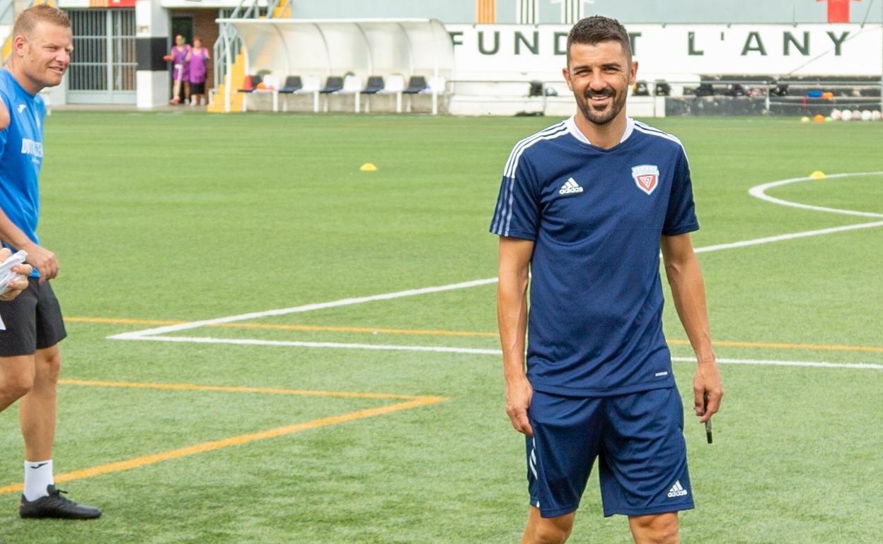 David Villa, durante su campus en Amposta