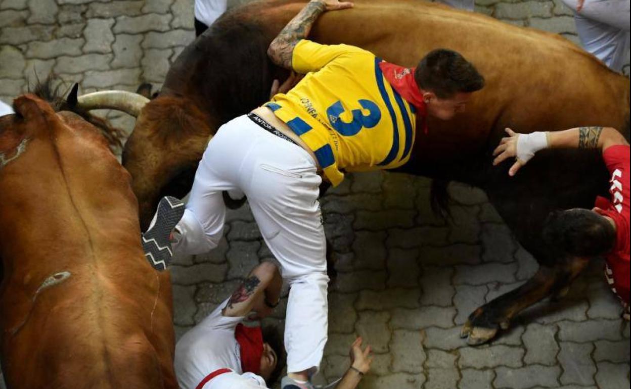 El encierro de hoy en Pamplona. 