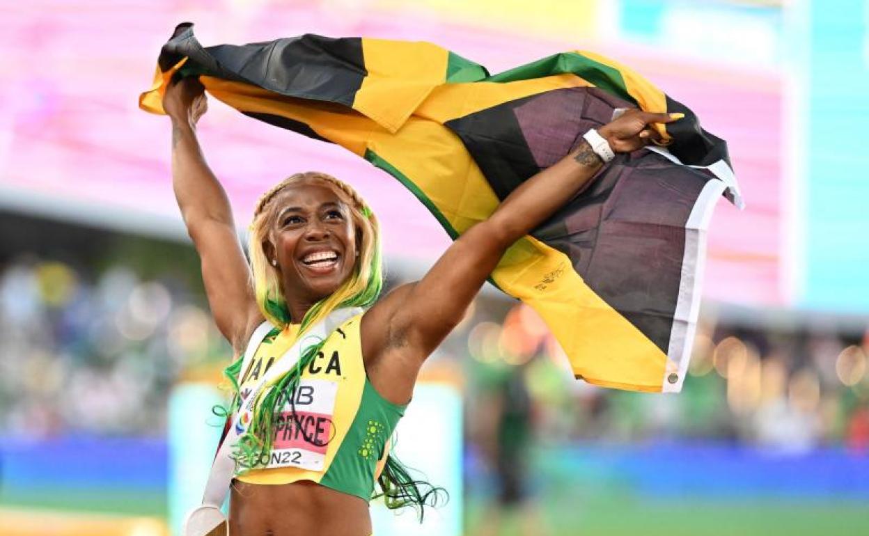 La jamaicana Shelly Ann Fraser-Pryce, campeona mundial de 100 metros. 