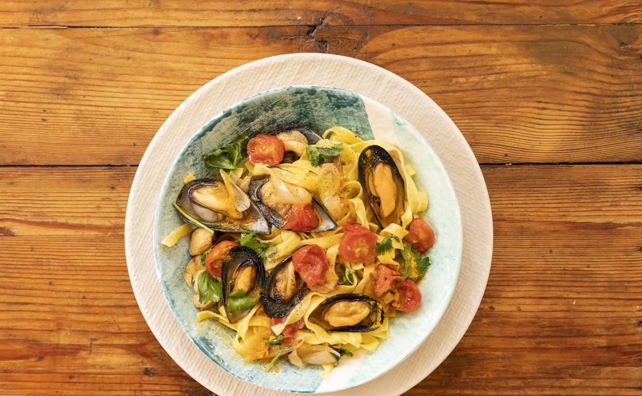 Receta de pasta con mejillones