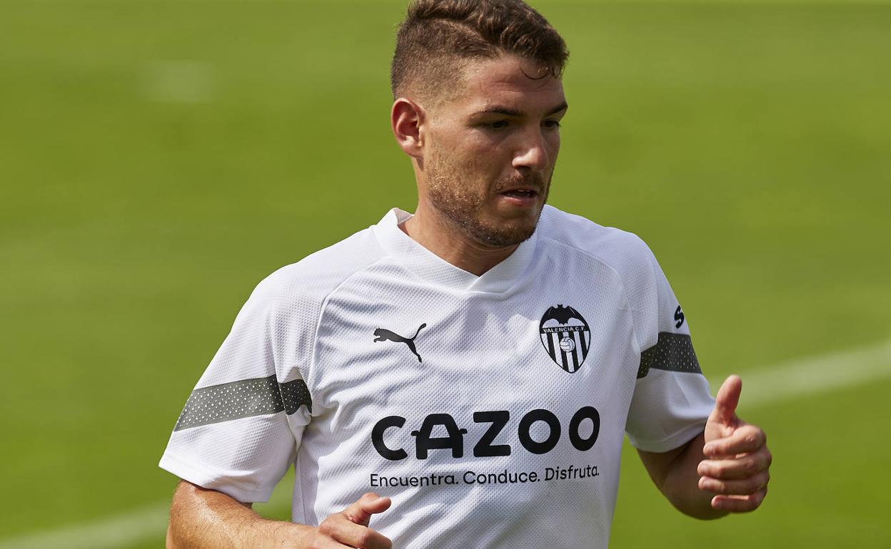 Manu Vallejo, durante un entrenamiento de esta pretemporada