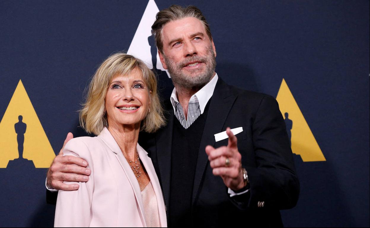 Última aparición juntos en público de Olivia Newton-John y John Travolta, en el 40 aniversario de 'Grease' en 2018.