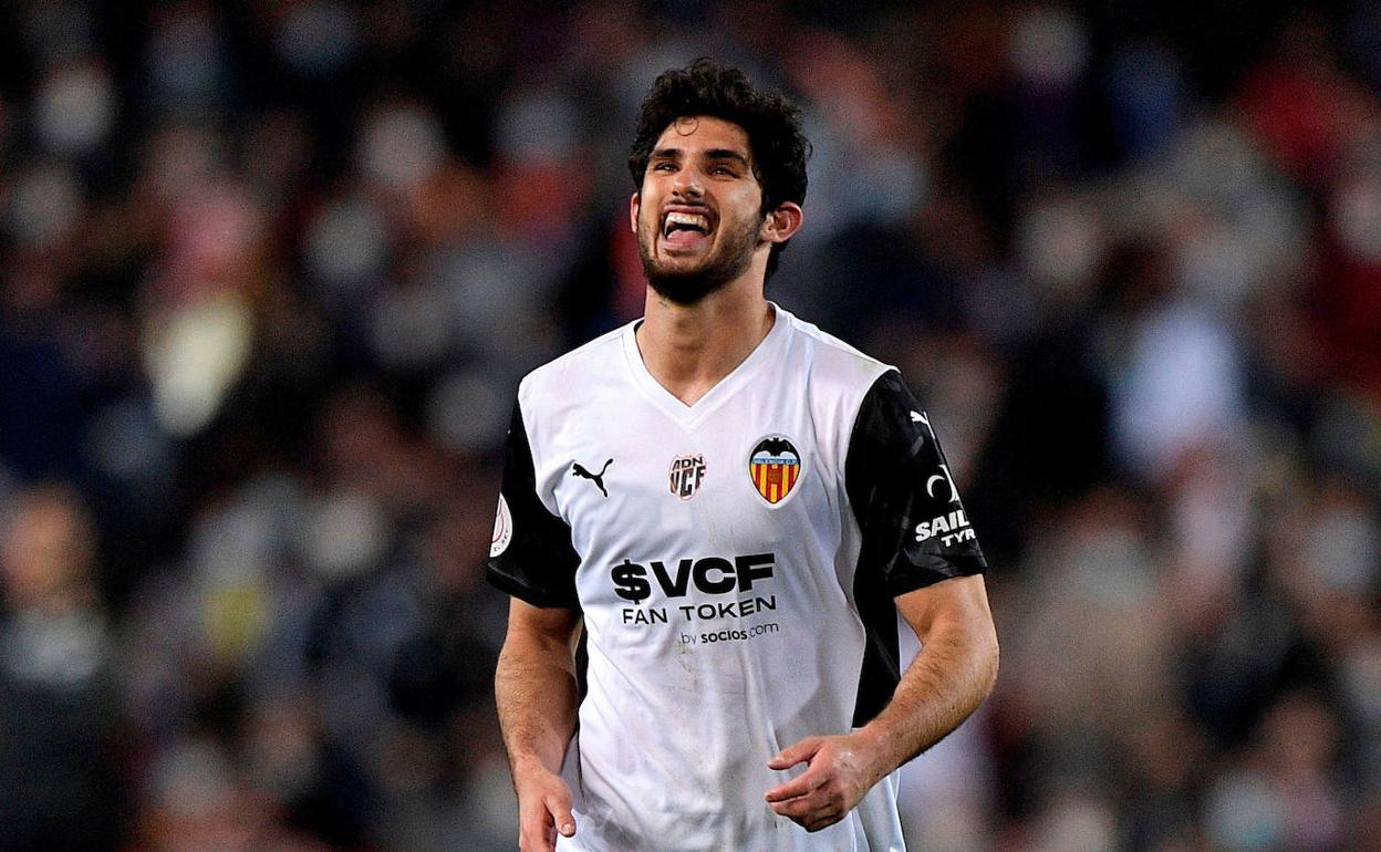 Guedes en el partido de vuelta de las semifinales de la Copa del Rey 21/22