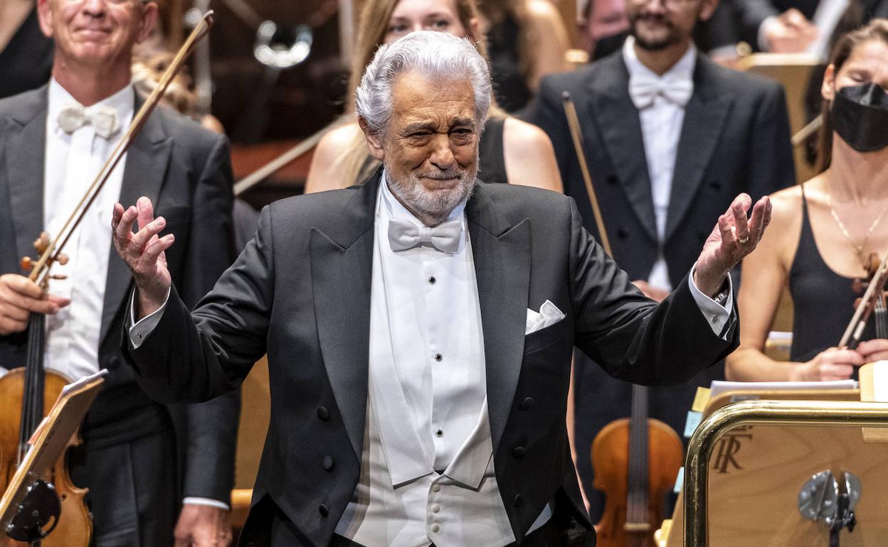 El tenor Plácido Domingo durante su actuación el pasado 17 de julio en el Teatro Real de Madrid. 