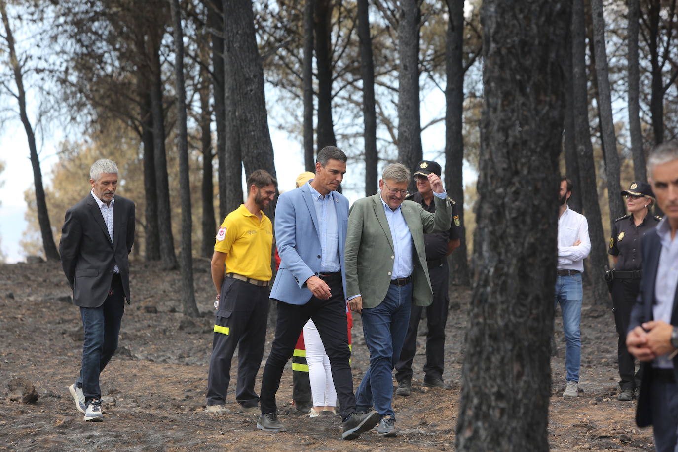 Fotos: Pedro Sánchez visita la zona afectada por el incendio de Bejís