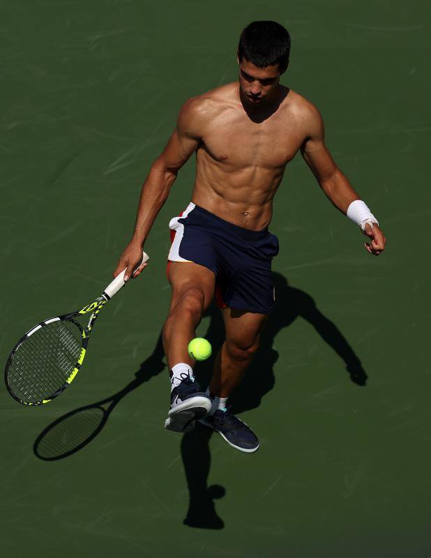 US Open: cambio físico de Alcaraz |  Fotos: Alcaraz prepara su debut en el US Open exhibiendo su gran estado físico