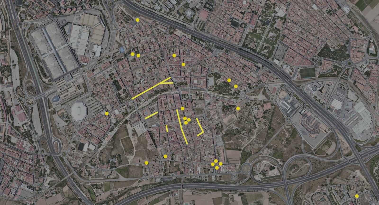 Mapa de los puntos para rehabilitar y mejorar. 